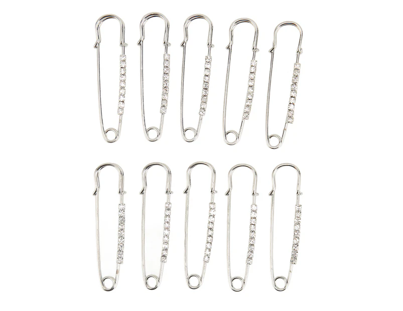 10Pcs Rhinestone Safety Pins Brooches For Women Retro Elegant Easy To Match Safety Pins For Sweater Shirt Dress