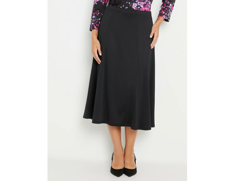NONI B - Womens Skirts -  A-Line Plain Knit Skirt - Black