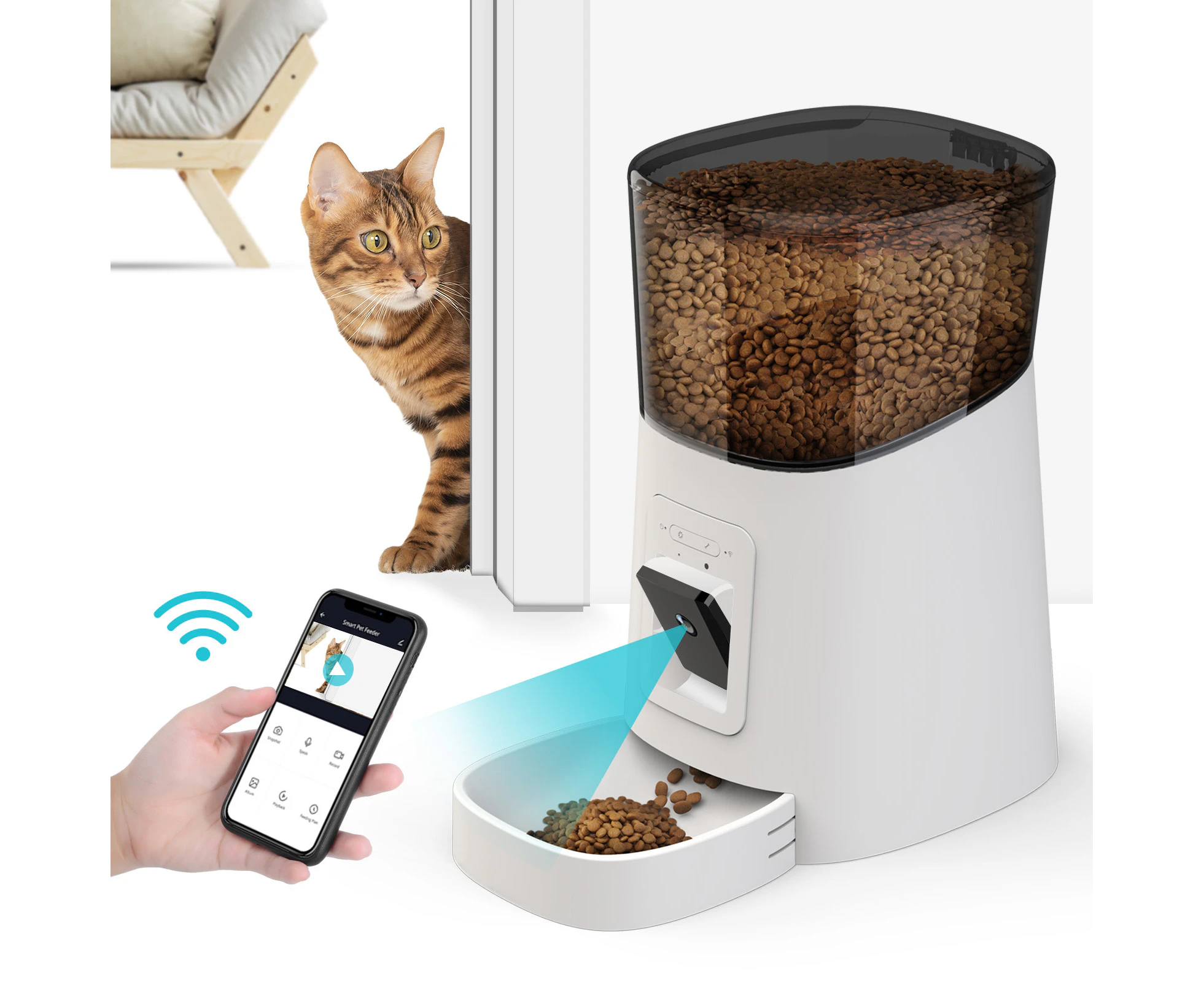 Advwin 6L Automatic Pet Feeder HD Camera WiFi App Remote Control Smart Pet Food Dispenser