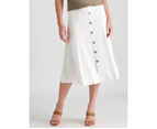 NONI B - Womens Skirts -  A-Line Linen Button Skirt - Black