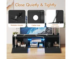 Advwin LED TV Cabinet 160cm Entertainment Unit Wooden Modern TV Stand Cabine Black Glass Shelf