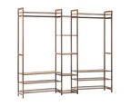 Oikiture Clothes Rack Open Wardrobe Garment Coat Hanging Rail Bamboo 13 Shelves