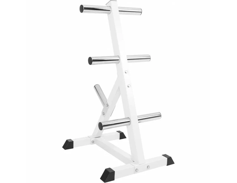 Gorilla Sports Olympic Weight Plate Rack 4 holders 50/51mm - White