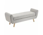 Connor Fabric Wing Long Ottoman Bench Foot Stool - Light Beige
