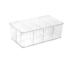 4 x PLASTIC MAKEUP ORGANISER | 8 Compartment Display Case Storage Bin with Lid