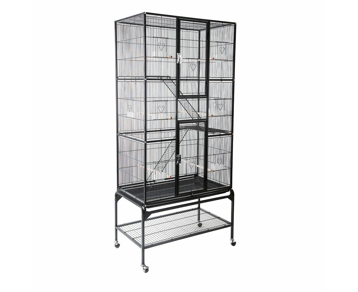 Rolling Large Bird Cage Cockatiel Conure Aviary w/Detachable stand Storage Perch - 81x46.5x175.5cm