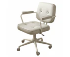 Foret Home Office Chair Computer Ergonomic Swivel Mid Back Padding Wheel Armrest - Greyish Beige (White Frame)01