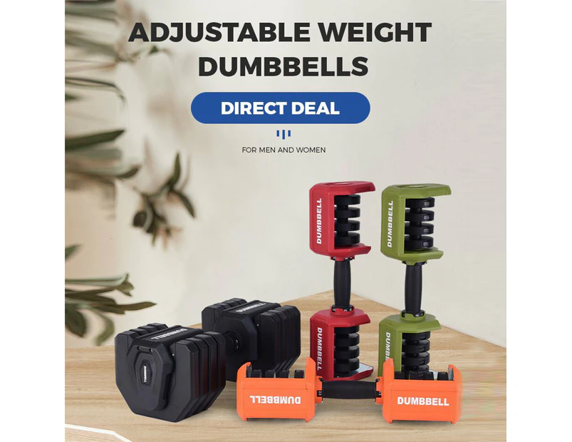 Fitness Master 25KG Adjustable Dumbbell Set Home GYM Exercise Equipment Anti rolled - Red