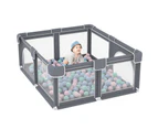 Advwin Large Baby Playpen Kids Activity Central Child Play Fence with Anti-Slip Base Grey