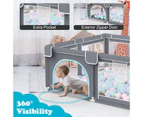 Advwin Large Baby Playpen Kids Activity Central Child Play Fence with 50 Ocean Balls Grey