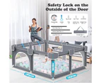 Advwin Large Baby Playpen Kids Activity Central Child Play Fence with Anti-Slip Base Grey