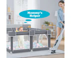 Advwin Large Baby Playpen Kids Activity Central Child Play Fence with Anti-Slip Base Grey