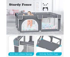 Advwin Large Baby Playpen Kids Activity Central Child Play Fence with Anti-Slip Base Grey