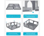 Advwin Large Baby Playpen Kids Activity Central Child Play Fence with Anti-Slip Base Grey