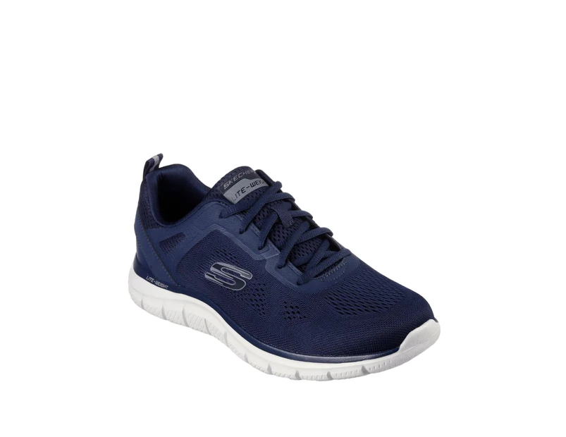 Mens Skechers Track Broader Navy Lace Up Athletic Shoes - Navy