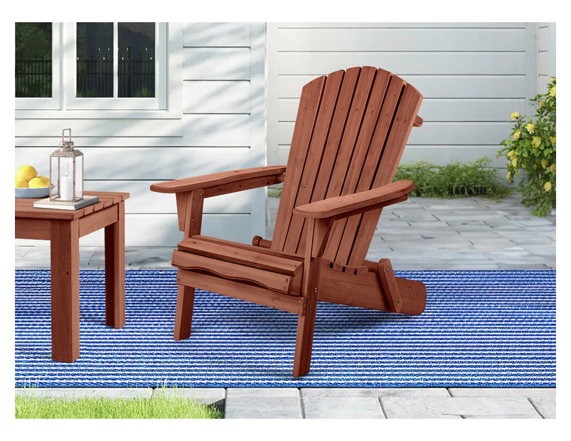 ALFORDSON Outdoor Chair Wooden Adirondack Patio Furniture Beach Garden Brown