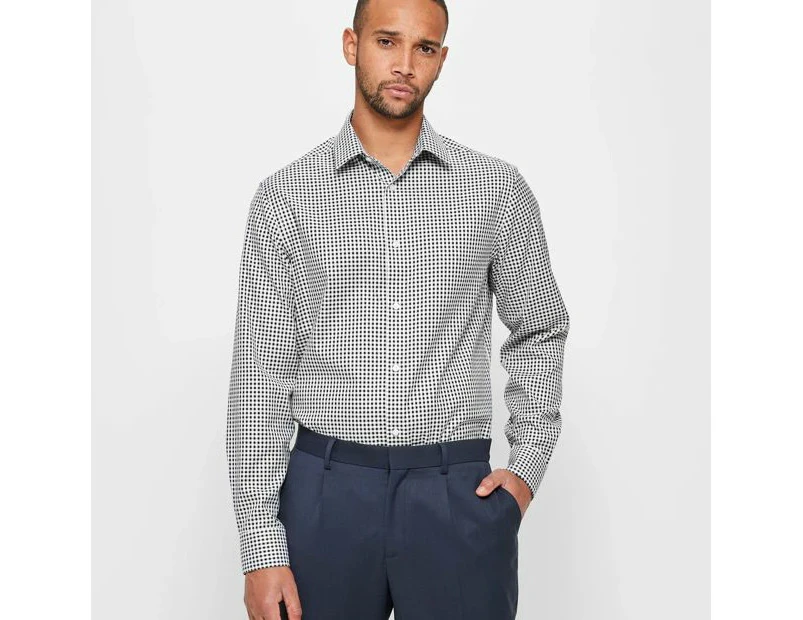 Gingham Check Business Shirt - Preview - Black