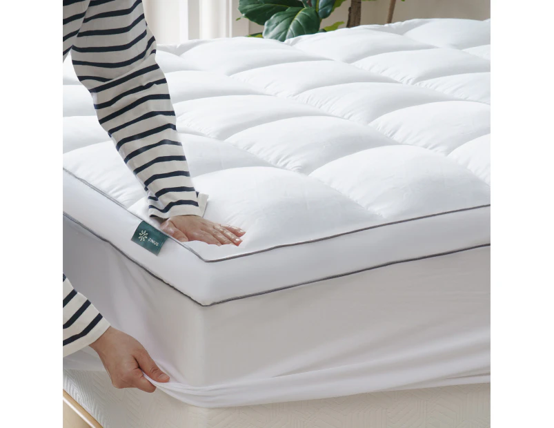 Zinus Luxury Bamboo Mattress Topper - Quilted Bedding Protector - Single KS Double Queen King Size
