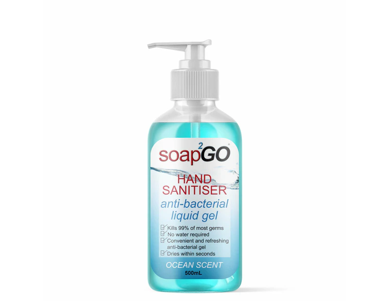 soap2GO Anti-Bacterial Hand Sanitiser Gel 500ml Pump