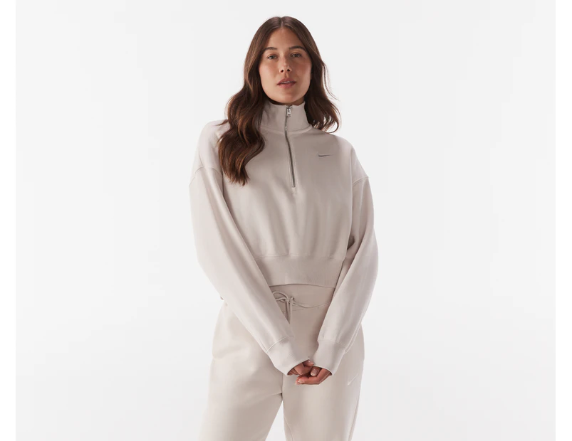 Nike Sportswear Women's Phoenix Fleece Half-Zip Cropped Sweatshirt - Orewood Brown