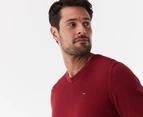 Tommy Hilfiger Men's Signature Solid V-Neck Sweater - Rouge