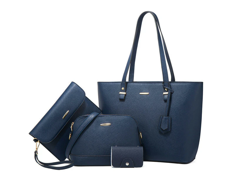 Handbags Wallet Tote Bag Womens Handbags Shoulder Bag Crossbody Tote Bag Set 4 pcs-Dark blue