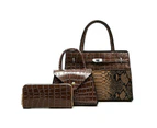 3 Pcs Handbag Set Bags for Women PU Leather Tote Satchel Crossbody Shoulder Bag and Purse Clutch-Khaki