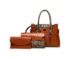 Handbag Set 3 Pcs Bags for Women Purses Satchel Handbags for Women Shoulder Tote Bags Wallets-Light brown