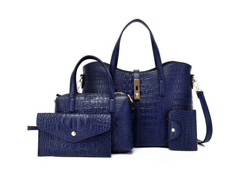 4pcs Set Bag Handbag Crossbody Bag Tote Wallet Shoulder Women Bags Leather Handbag-blue