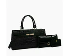 3pcs Set Bag for Women,Handbags and Crossbody Bag Clutch Wallet Waterproof PU Leather Bags-Black set bag