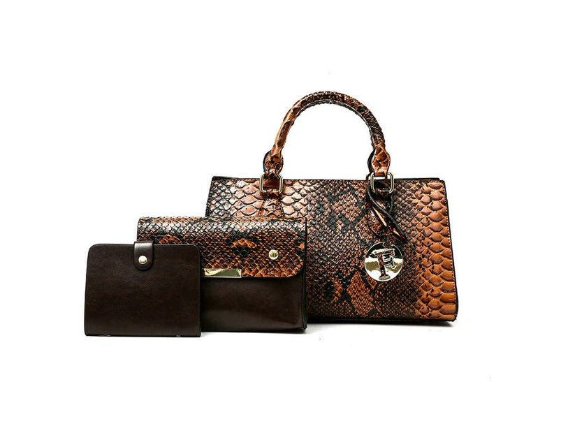 Handbags for Women 3Pcs Purses Satchel Shoulder Bags Crossbody Tote Bags Purse Set-Light brown