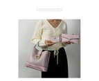 Handbag Set 3 Pcs Bags for Women Handbags Purses Ladies Shoulder Bag Crossbody Bags Leather-Pink