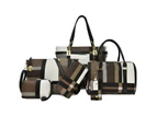 Handbags for Women Purses Satchel Handbags for Women Shoulder Tote Bags Wallet Key bag 6 Pcs Set-brown