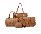 Bag,PU Handbag Set 6 Pcs Bags for Women Handbags Purses Ladies Shoulder Bag Crossbody Bags-Light brown