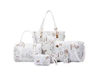 Bag,PU Handbag Set 6 Pcs Bags for Women Handbags Purses Ladies Shoulder Bag Crossbody Bags-white