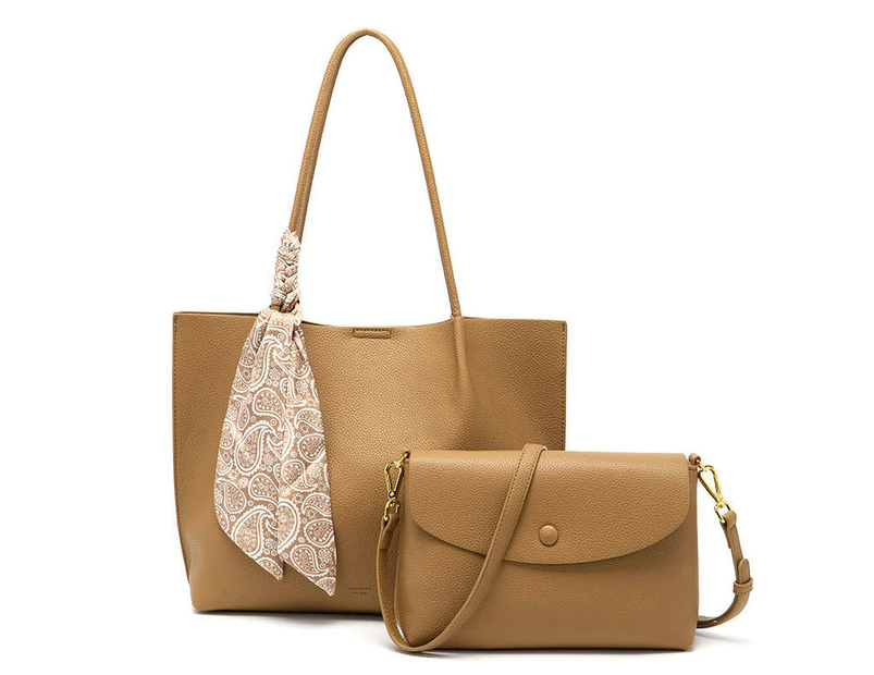 Tote Bag for Women，Handbags and Crossbody Bag Waterproof PU Leather Shoulder Bags 2pcs Set-yellow