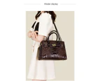 Bags for Women's Crocodile Pattern Handbag Set Leather Shoulder Bag Handbag Wallet Purse 3 Pcs Set-Wine red