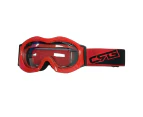 Junior goggles clear lens for kids children motorbike motorcycle MX offroad dirt bike trail bike - Red + Clear