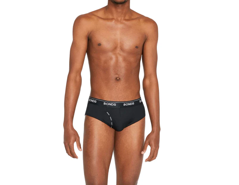 6 x Bonds Mens Gufront Microfibre Brief Black Underwear Elastane/Polyester - Black