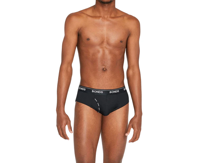 10 x Bonds Mens Gufront Microfibre Brief Black Underwear Elastane/Polyester - Black