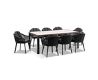 Outdoor Alpine Outdoor 8 Seater Rope And Aluminium Dining Table And Chairs Setting - Outdoor Dining Settings - Slate Grey