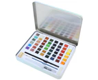 Watercolor Paint Set 48 Color Suit Solid Block Tin Box Painting Tools Art Supplies