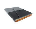 A5 Business Looseleaf Notebook Black Grey Stitching PU Color Changing Leather Surface Notebook with Pen for School Work