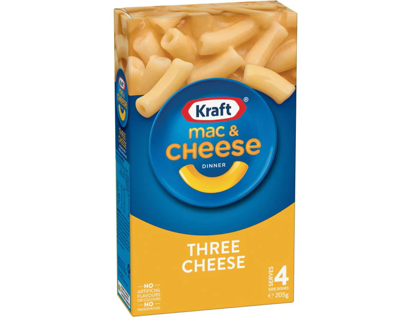 Kraft Mac and Cheese Macaroni Pasta Three Cheese Box 4 Pack 205g