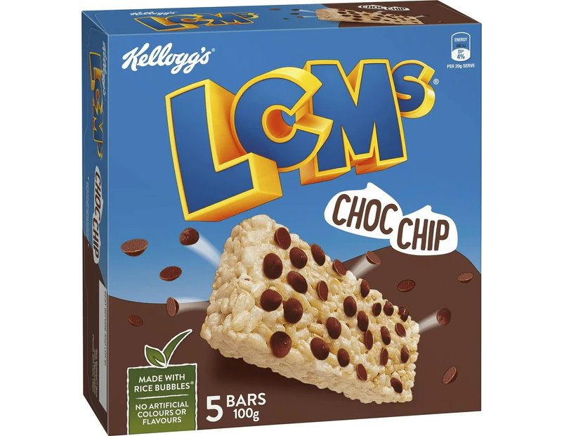 Kelloggs LCMs Choc Chip Rice Snack Cereal Bars 5 Pack