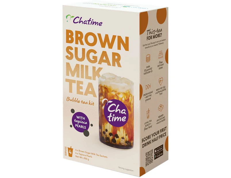 Chatime Brown Sugar Milk Bubble Tea Kit Drink With Pearls 4 Pack
