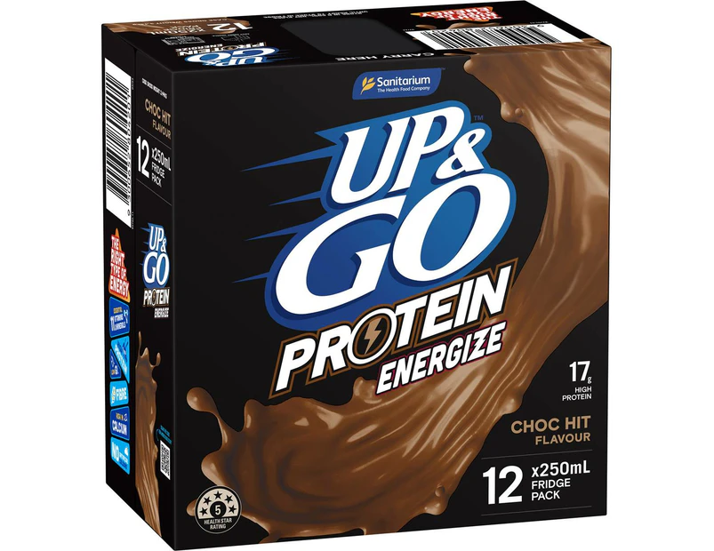 Up & Go Protein Energize Chocolate Cartons 250ml X 12 Cartons