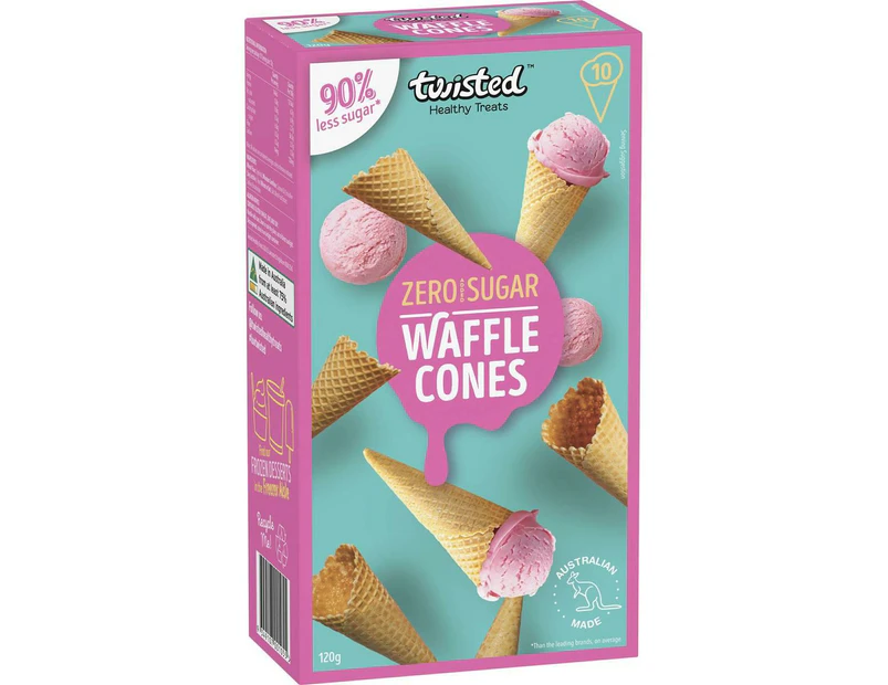Twisted Zero Sugar Ice Cream Waffle Cones 10 Pack 120g
