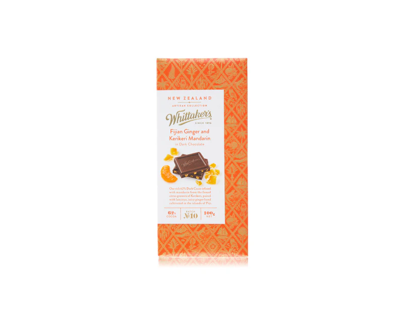 Whittakers Ginger and Mandarin Dark Chocolate Block 100g