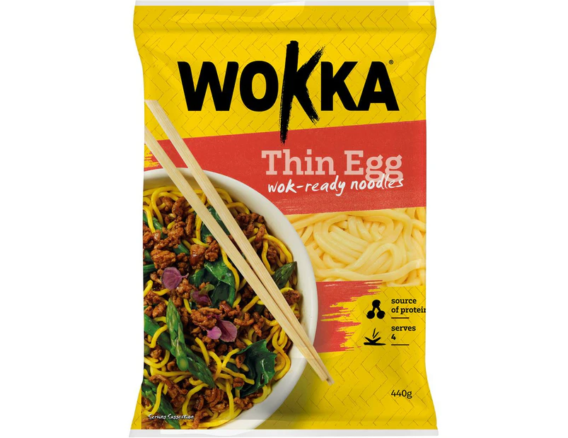 Wokka Thin Egg Wok Ready Noodles Pack 440g